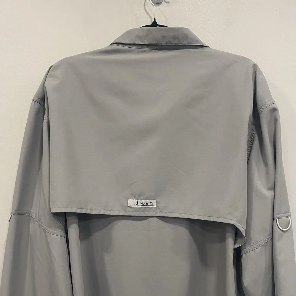 Habit Mens 2XL Gray Vented Outdoor UPF 40+ Long Sleeve Button-Up Fishing Shirt - Picture 16 of 16